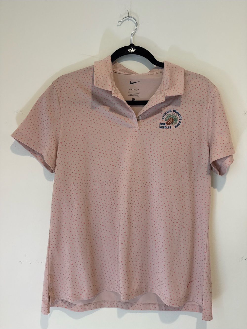 Nike DriFit Polo Women's Large Pink Dot US Open